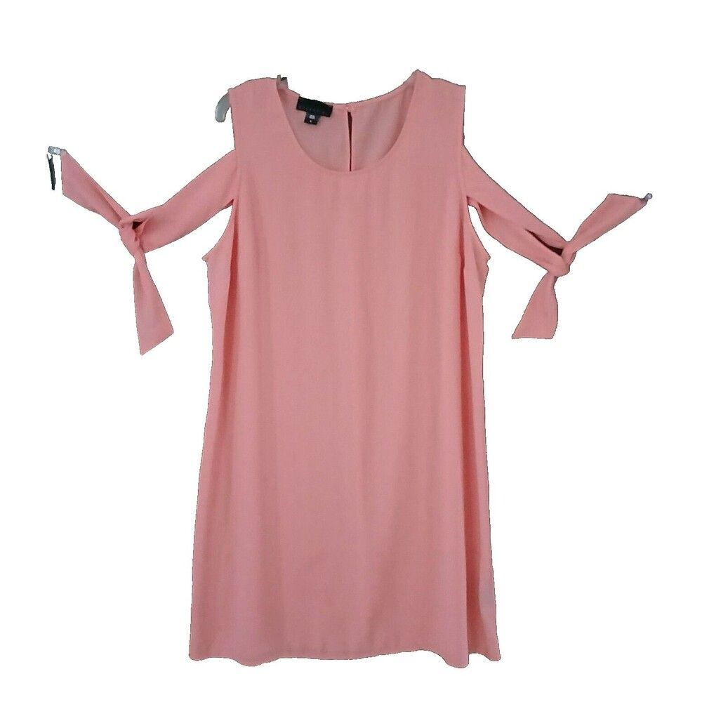 Attention Woman's XL Cold Shoulder Dress Bow Tie Sleeves Beachy Boho Clubbing